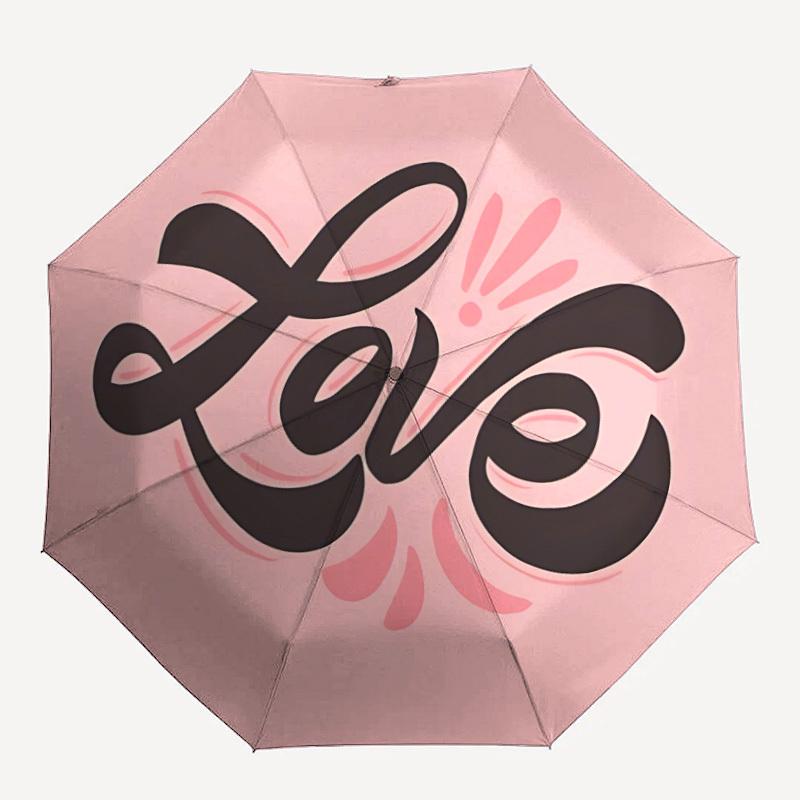 1pc Love Heart Automatic Opening/Closing Umbrella with Operation & Windproof Canopy - Folding Design, Holiday Gift Yy260225191