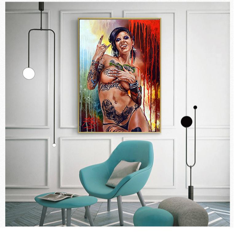 Poster Tablou Pânză Femeie Sexy Graffiti Girl Artă de Perete Print Imagine Decorativă Modern Living Room Decor Acasă Neframat