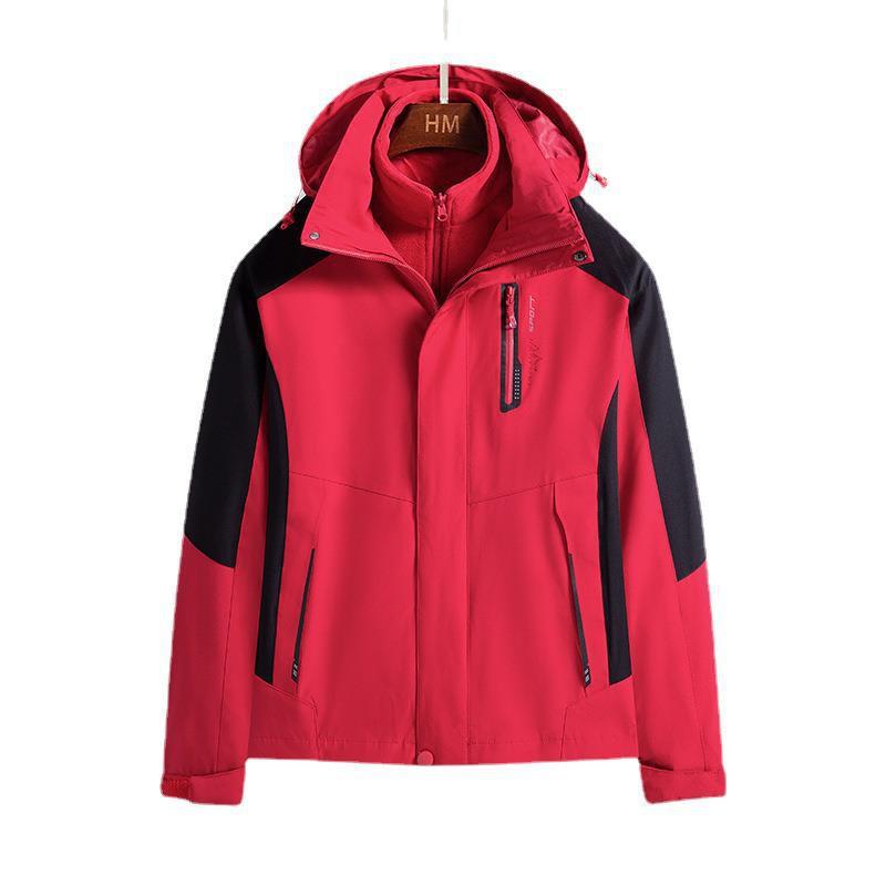 Men Women Waterproof Windproof Hiking Jacket With Removable Fleece Liner 3-in-1 Outdoor Parka Winter Camping Trekking Cycling