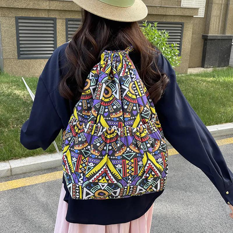 WTEMPO Retro Elegant Versatile Printed Backpack Outdoor Sports Bags Large Capacity Lightweight Travel Backpack Fitness Bags Yoga Bags