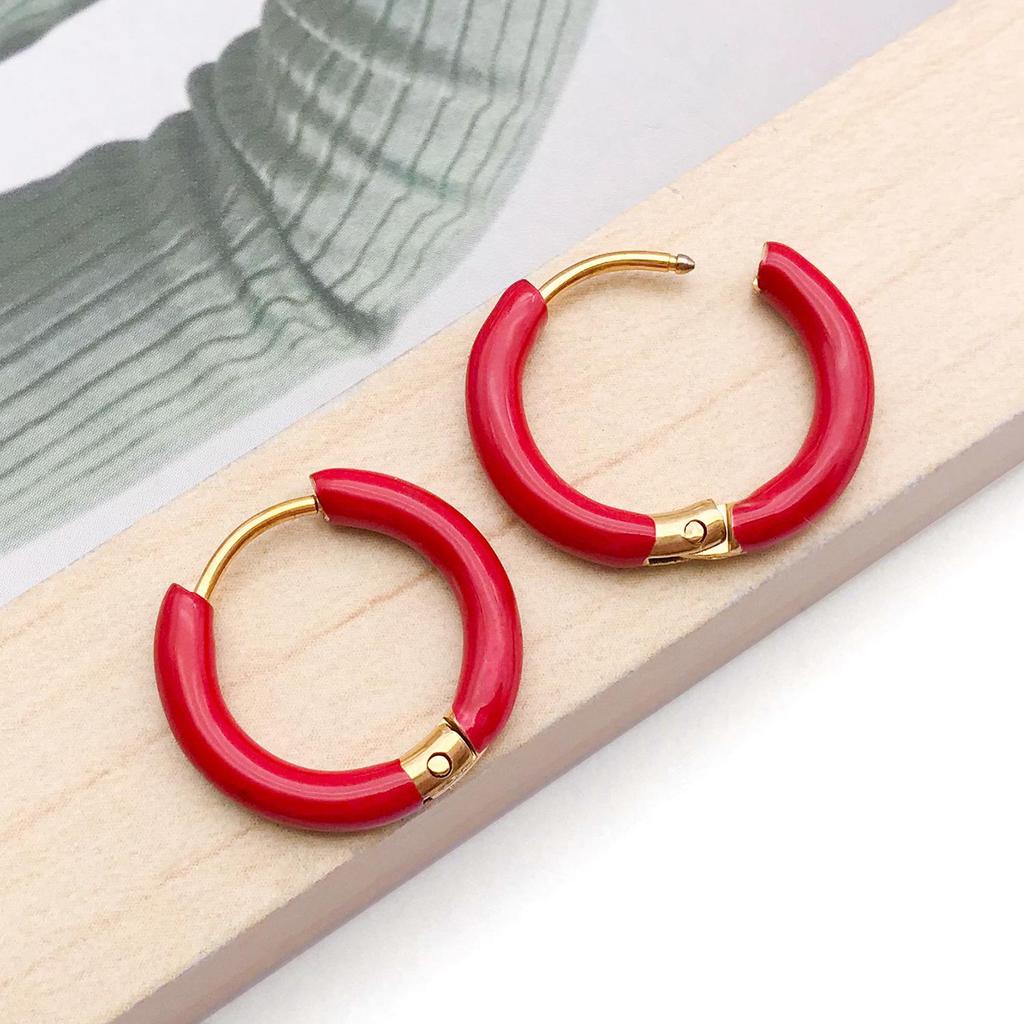 Stainless Steel Enamel Drip Earrings: U-Shaped Geometric C-Studs, Titanium Steel DIY Accessories