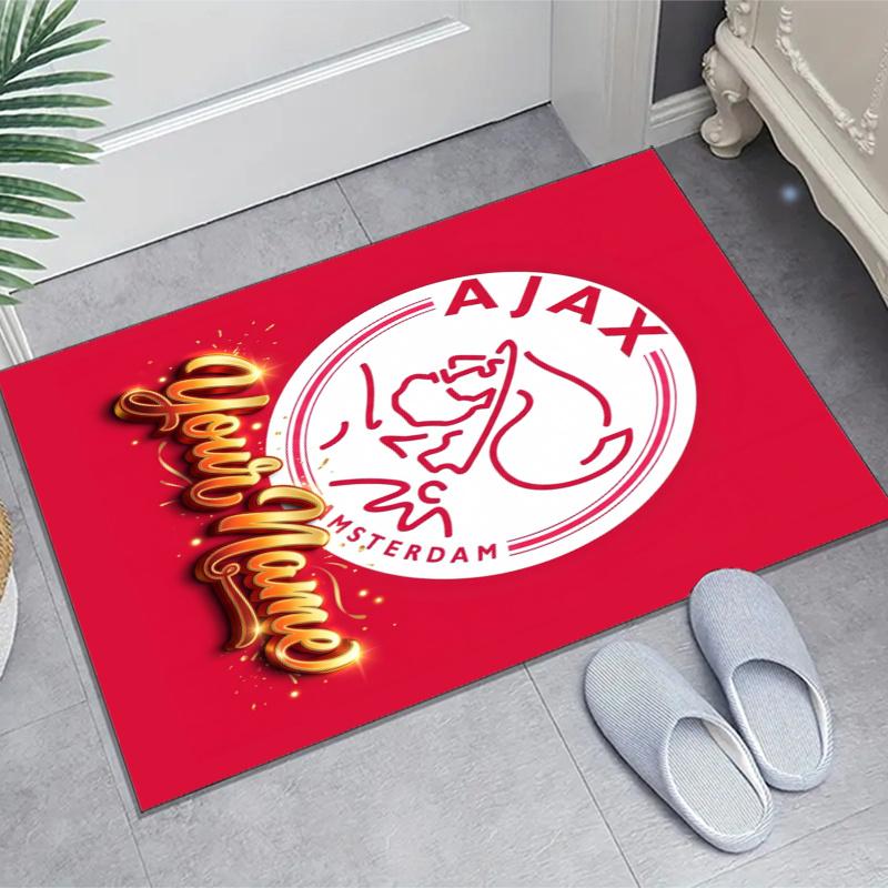 Ajax FC Design Area Rug Personalized Name- Non-Slip, Soft & Cozy Floor Mat for Living Room, Office - Indoor/Outdoor Carpet