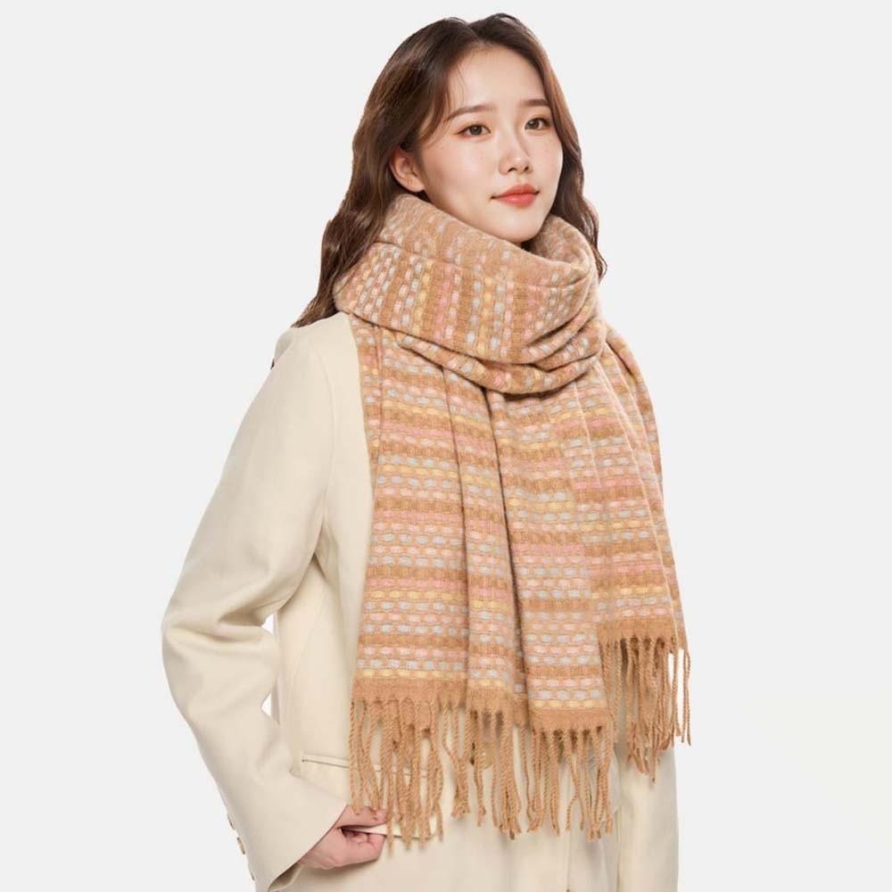 Anti-Kälte Dopamin Karoschal Weicher Langer Schal mit Quaste Geschenke Gestrickter Wollschal Paar