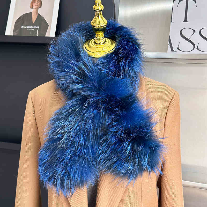 Real Fox Fur Woven Scarf Winter Thick And Warm Natural Fur Collar Scarfves Fashion Furry Fur Scarf Outdoor Keep Warm Fur Shawl