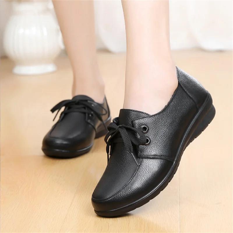 Autumn Women's Flat Shoes Fashion New Shallow Slip On Casual Shoes for Women Outdoor Genuine Leather Office Ladies Walking Shoes