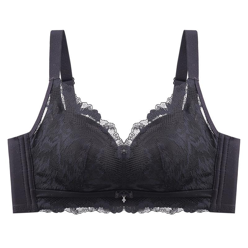 

Gathering Bra for Women Comfortable and Breathable Bra No Steel Ring Sexy Lace Bra Push Up Bra 32/70B чорний