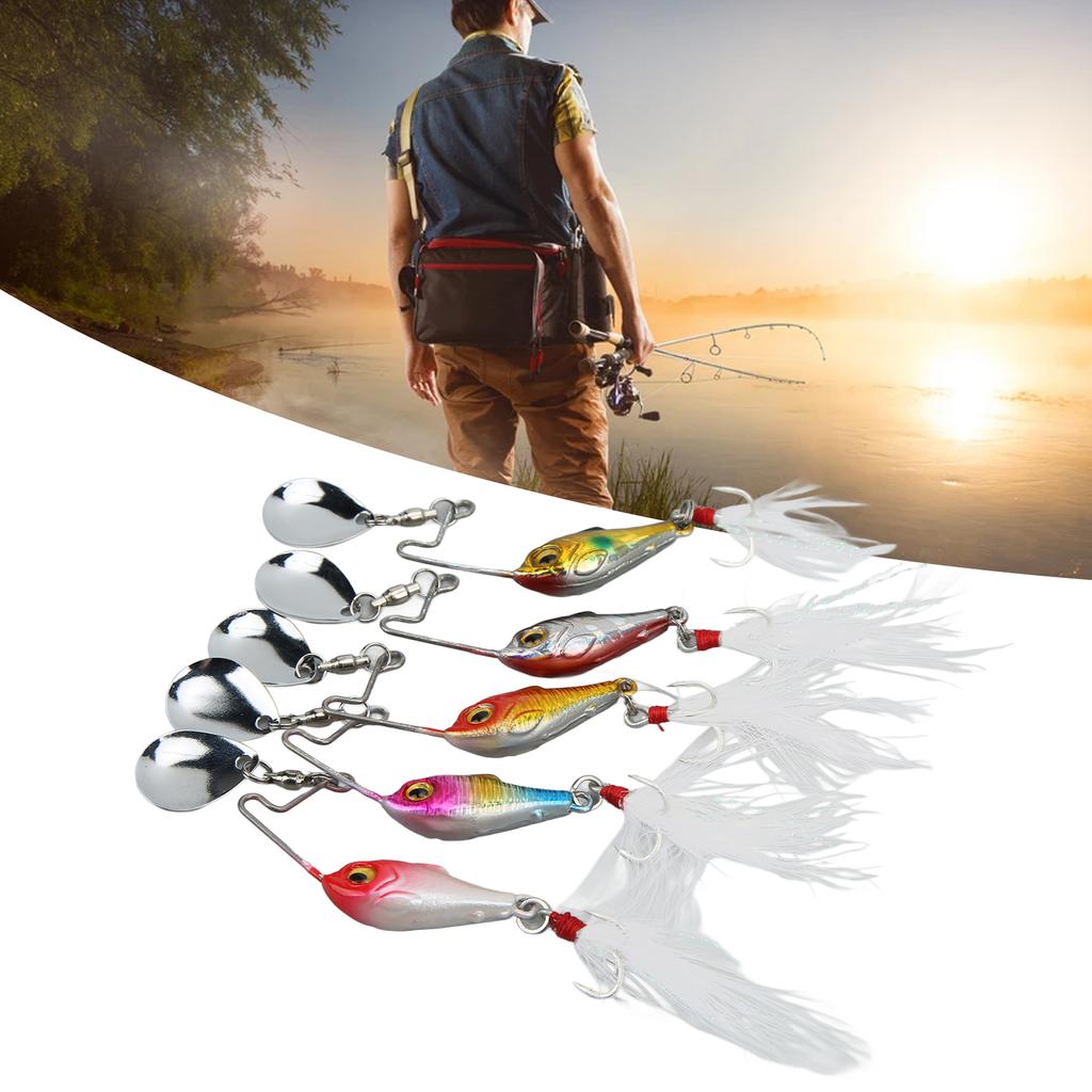 5PCS Fishing Spin VIB Metal Mini Lures 15g Artificial Hard Bait VIB Spoon Fishing Lure