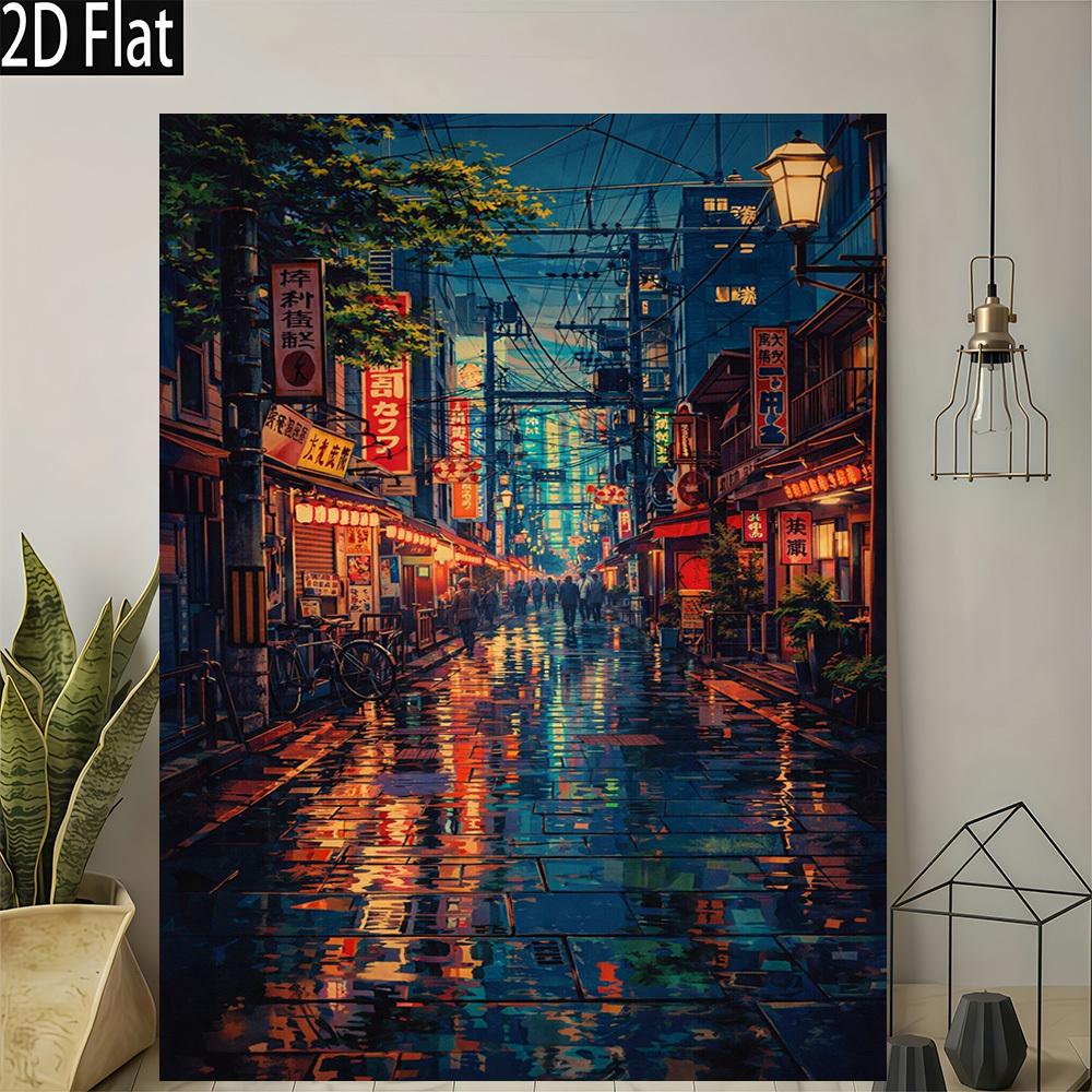 Japanese Retro Street Landscape Puzzle Suitable for & Challenging Solvers - Portable Boxed Brain with Traditional Scenes, Unframed Wall Art Gift for,