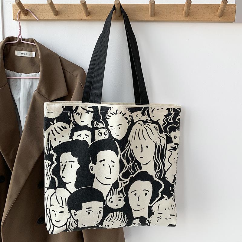 Women's Bag Lazy Wind Large Capacity Korean Canvas Bag Female Shoulder Students Literary Minimalist Shopping Bag