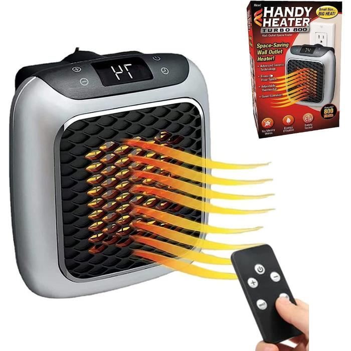 800W Mur Gris Mini Ventilateur Radiateur Portable Chauffage Électrique Avec Thermostat Réglable Affichage Led Télécommande Ch[N3675]