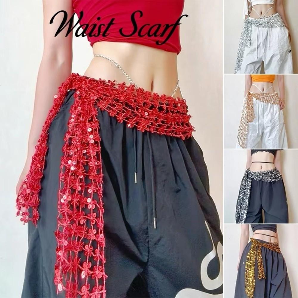 Shiny Sequin Waist Scarf Adjustable Waist Chain  Festival Wear Dance Performance Accessories