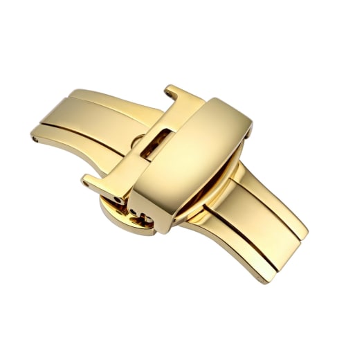 

WOCCI Watch D-Buckle, Stainless Steel Double-Sided Buckle, Push-Button Watch Band Replacement Clasp, 20mm/Gold