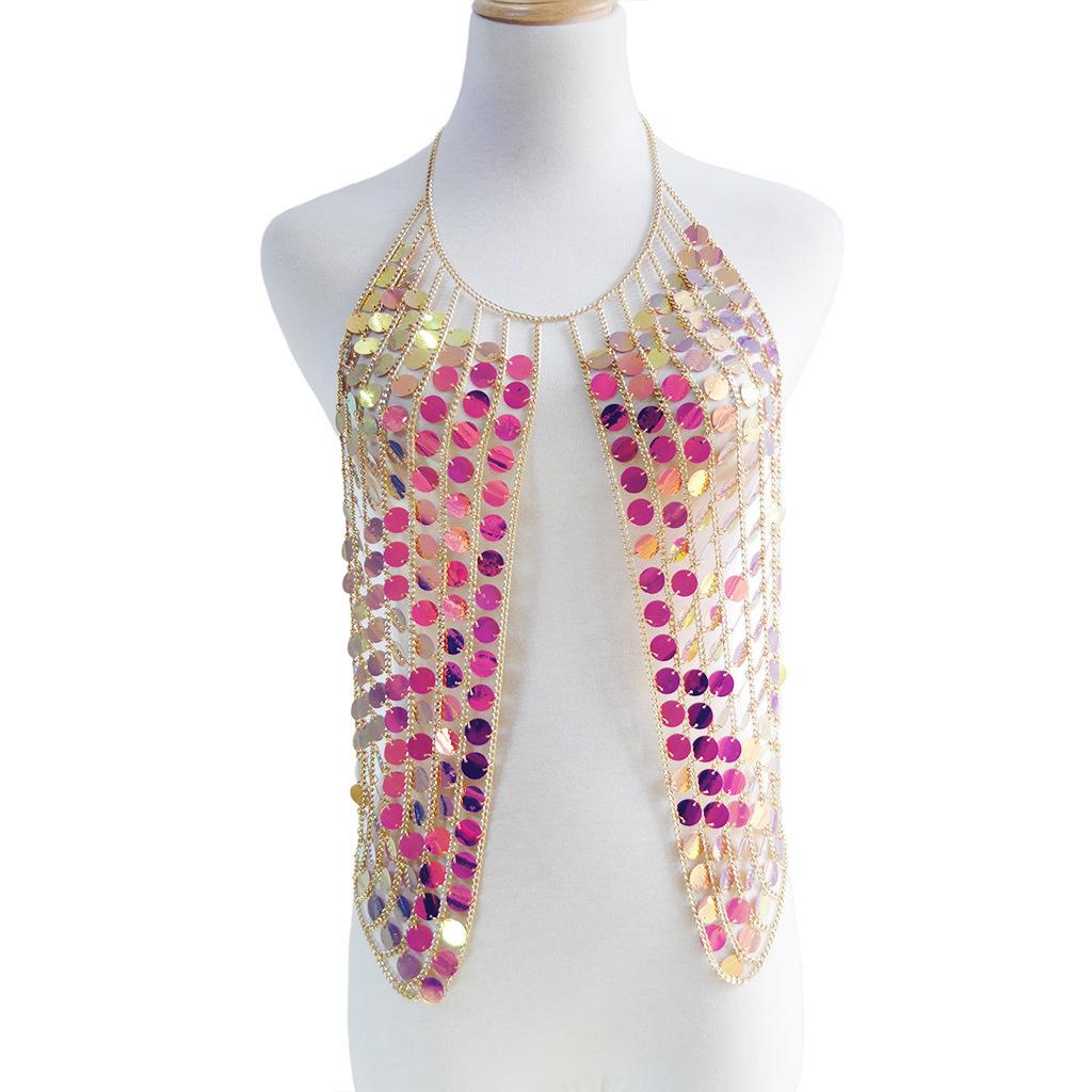 

Ювелирные изделия, универсальная цепочка на плечо с блестками ручной работы, аксессуары для одежды, цепочка для бюстгальтера, сексуальная цепочка с кисточками, цепочка для тела красный