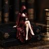 Atmospheric Gothic Interior Items Reader Statue, Hooded Skeleton Resin Figurine, Sitting Book Statue Collectible for Bookshelf, Desk Decor Home