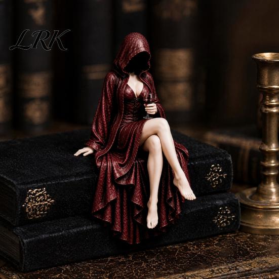Atmospheric Gothic Interior Items Reader Statue, Hooded Skeleton Resin Figurine, Sitting Book Statue Collectible for Bookshelf, Desk Decor Home