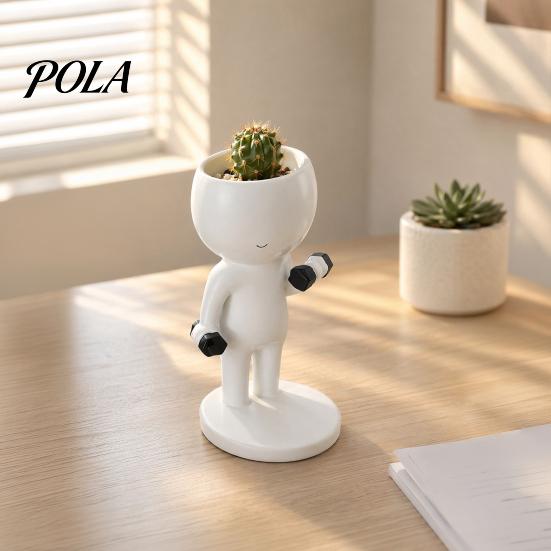 Smooth Surface Flowerpot Fun Workout Figure Planter, Modern Resin Treadmill Runner Plant Pot, Dumbbell Fitness Themed Decor Body Builder Holder, Cute