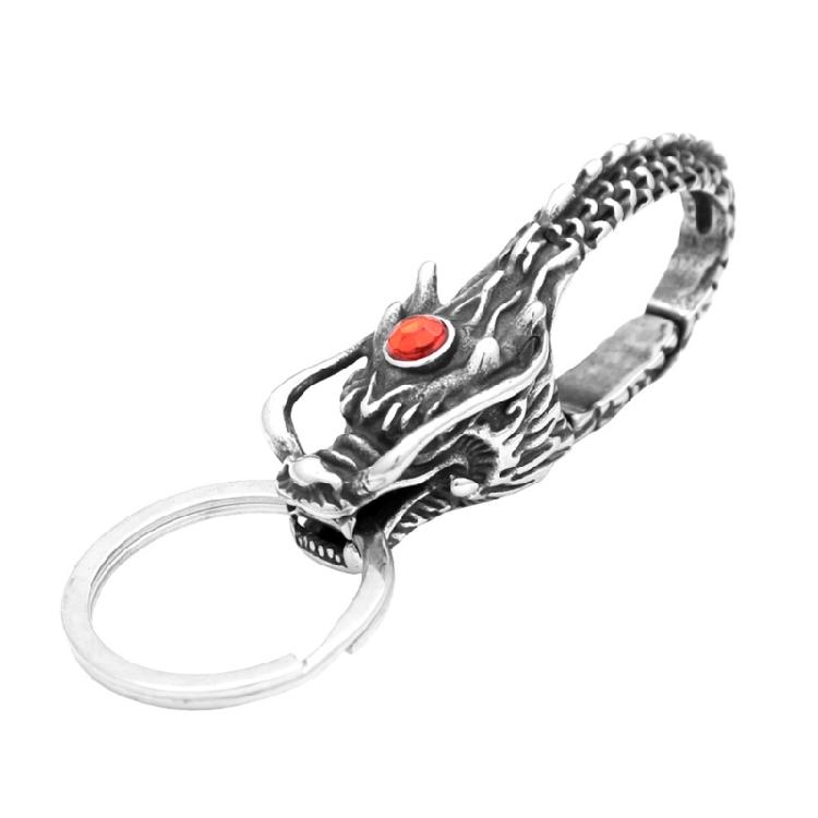 Elegant Dragon Head Designs Keyring Craft From Practical Sturdy Stainless Steel Materials for Easy Waist Attachment