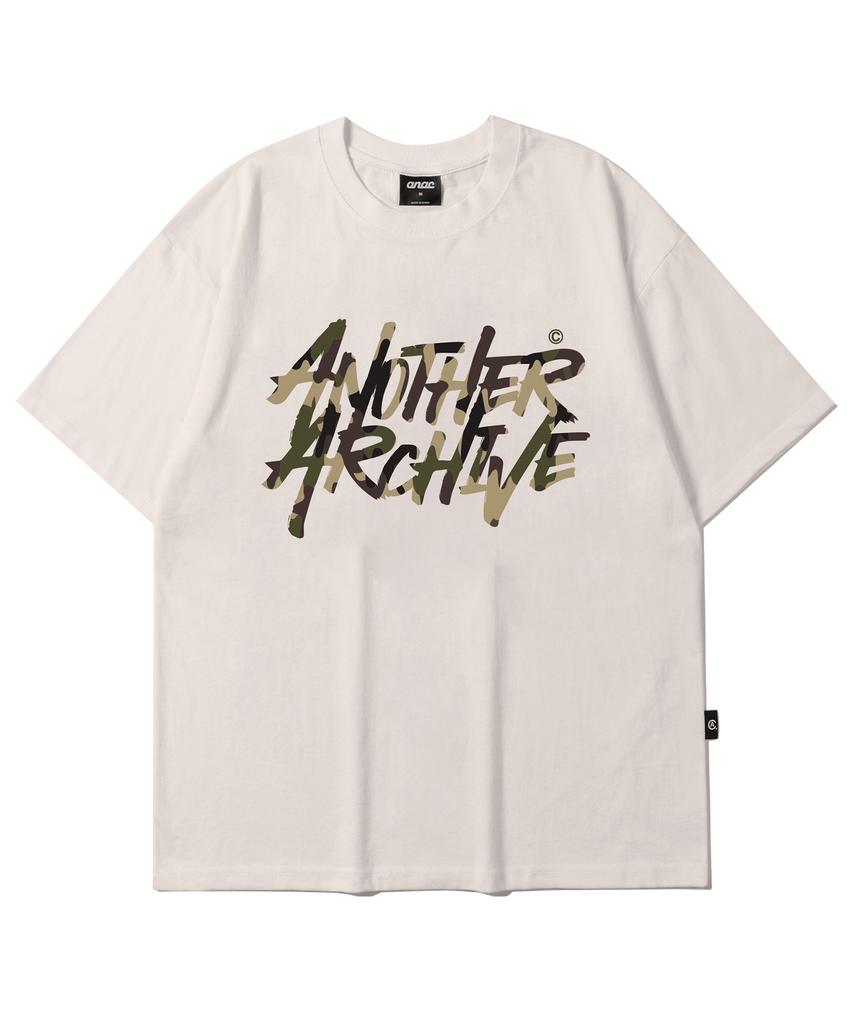 ANOTHER ARCHIVE Camo Graffiti Logo Short Sleeve T-Shirt_White