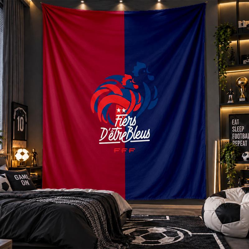 Wall Hanging Tapestry France Football Print Cloth for Living Room Bedroom Home Decor