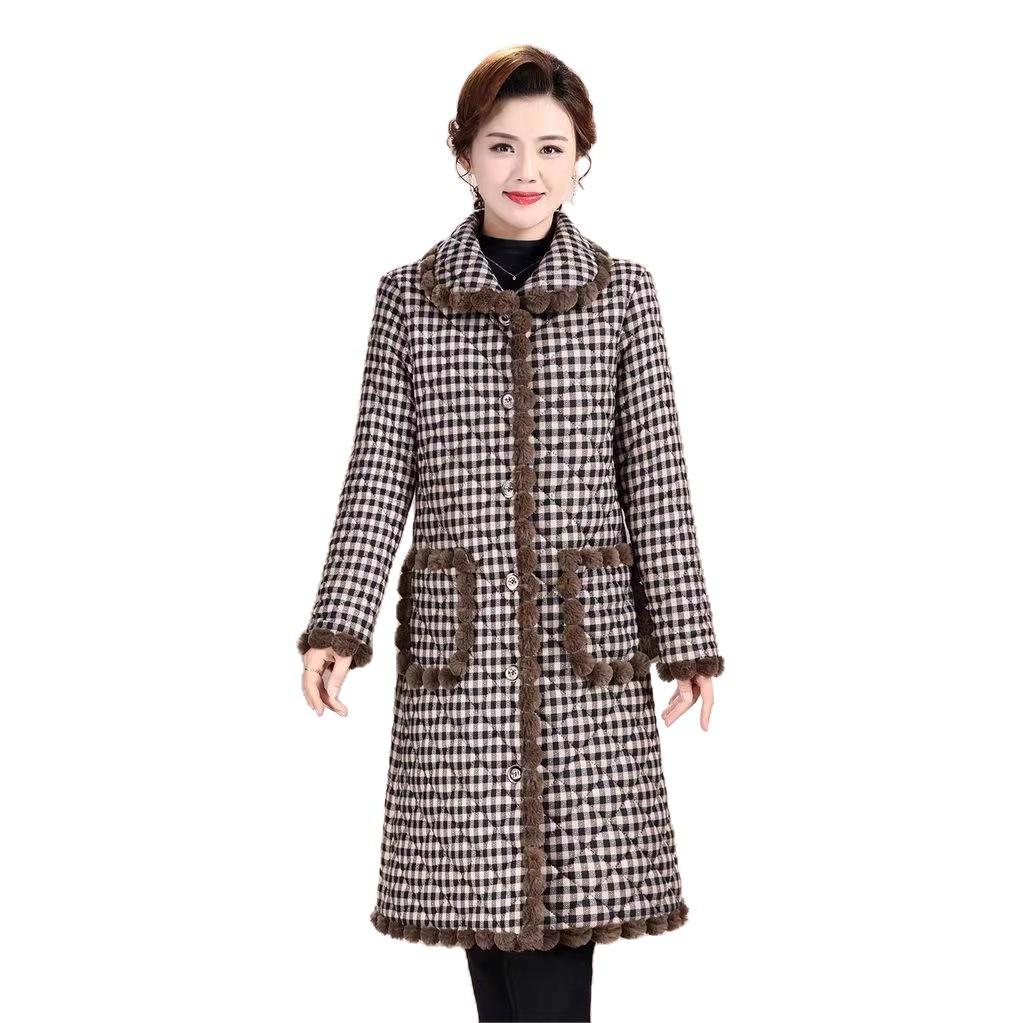 2025 Fashionable Mid-length Lapel Cotton Coat for Middle-aged & Elderly - Extra Thick & Warm for Comfort