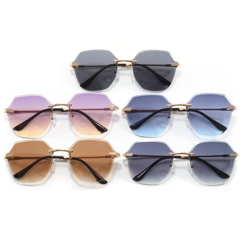 Ins Glasses Sunglasses Women'S Street Photography Frameless Trimmed Big Face Metal Sunglasses
