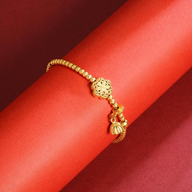 Vietnamese Gold Lotus Seed Bead Bracelet: National Style Women's Jewelry