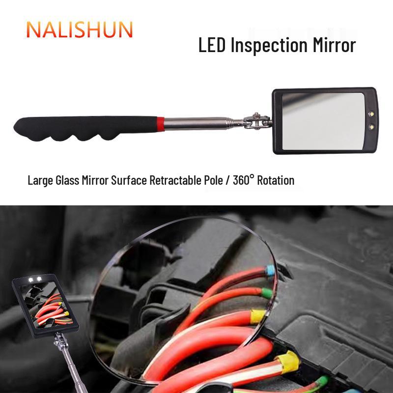 Multi-functional Telescopic Car Inspection Mirror with Reflective Light