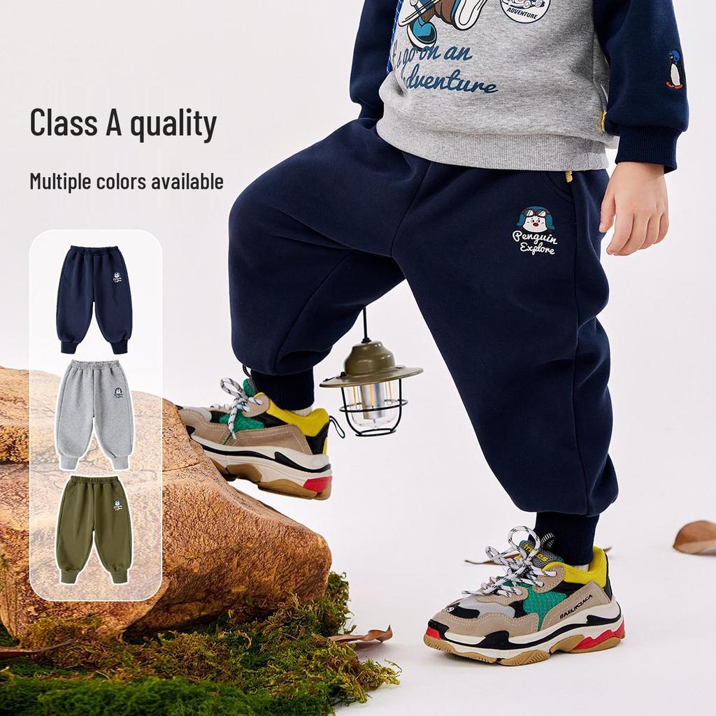 Cartoon-Taschen-Winterhose mit Samtfutter – Verdickte Freizeit- und Sportbekleidung für Jungen und Mädchen