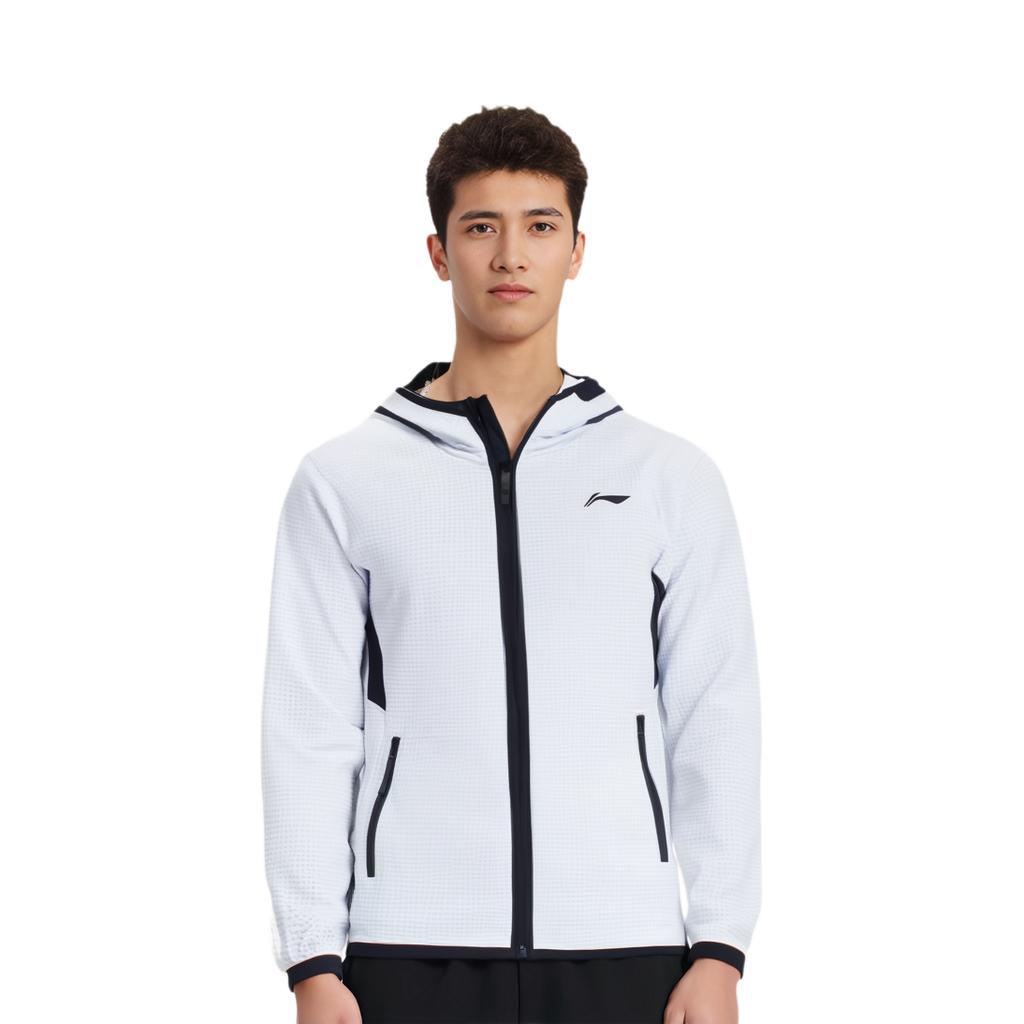 Li Ning Sports Basketball Series Color Block Outdoor Casual Sports Zip-Up Hoodie Long Sleeve Sweatshirt Unisex Hoodies Standard-White AWDSC13-2