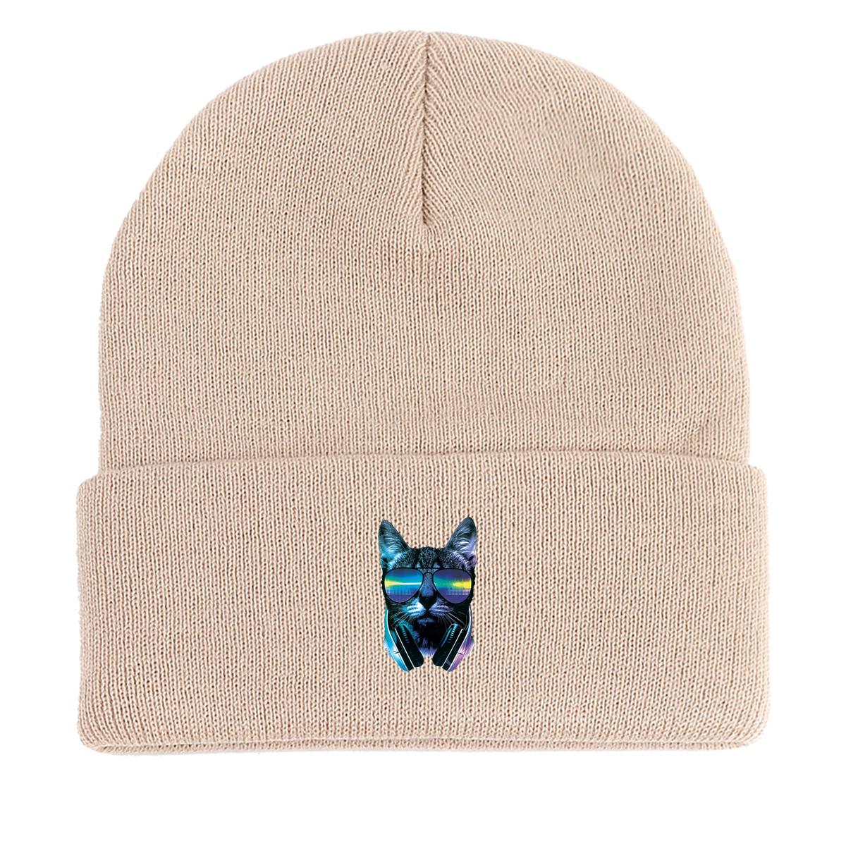 

Крутая вязаная шапка с принтом животных, детская шапка, подходящая для осени, модная вязаная шапка с помпоном, идеально подходит для подарков, аксессуаров для кемпинга as the picture бежевый