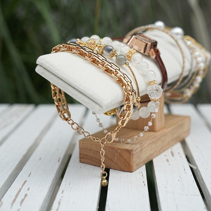 Elegant Sturdy Wood Jewelry Display Stand Accessory for Bracelets and Necklaces With Soft Lint Lining Stylish Designs