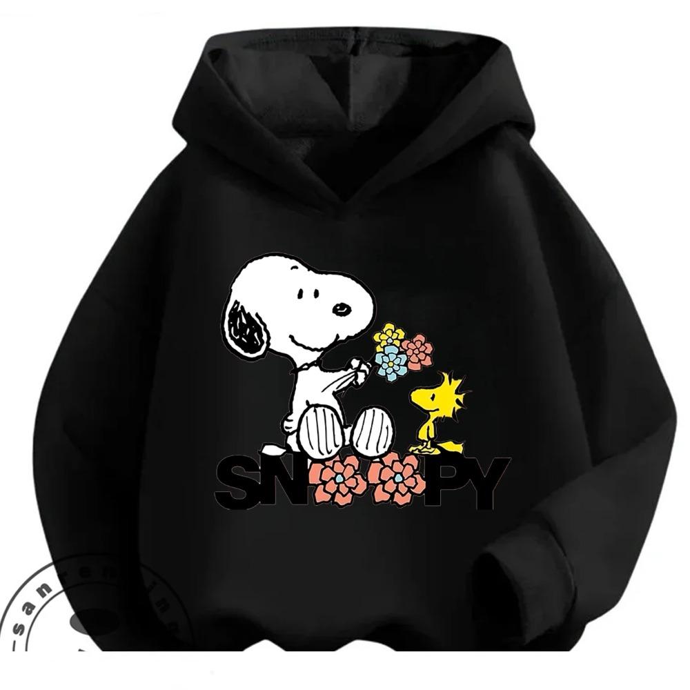Kawaii Printed Hooded Sweatshirt Autumn Winter Casual Trendy Cartoon Kids Shirt Snoopy Children