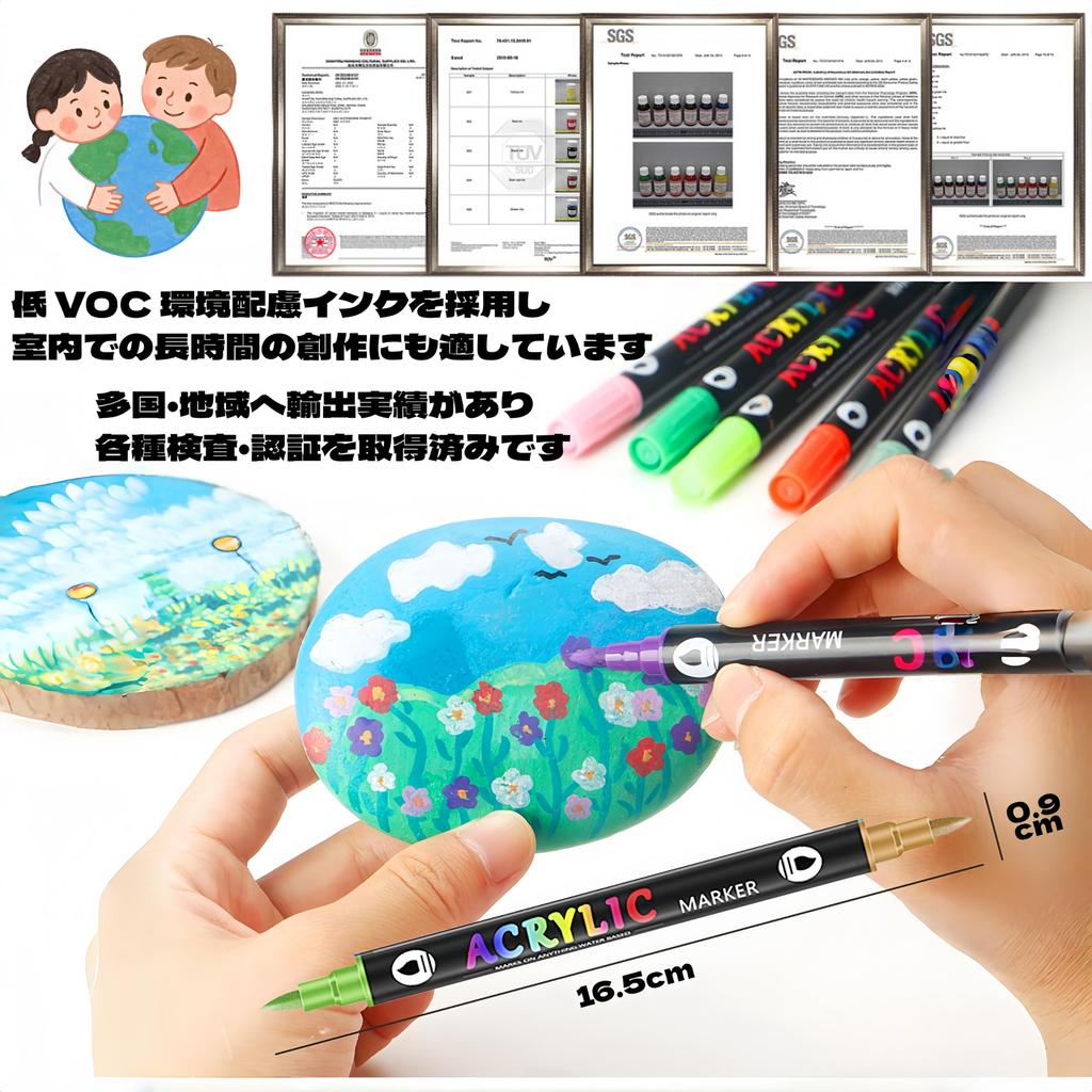 Acrylic 24 12 Suitable for and Ideal for DIY and Handmade Suitable for Children and Perfect for Art and Markers, Double-Ended, Two-Tone, Colors, Pens,
