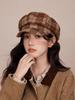 Plaid Hat Retro Coffee Colored Beret Autumn And Winter Plaid Octagonal Hat Equestrian Hat Multiple Newsboy Hats