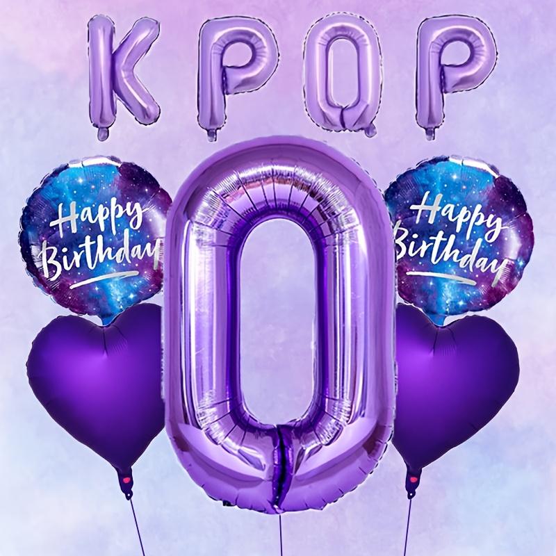 9pcs Cool Purple K-pop Themed Party Balloon Set 32-inch Number 0-9 Balloons Music Themed Party Decoration Photography Props