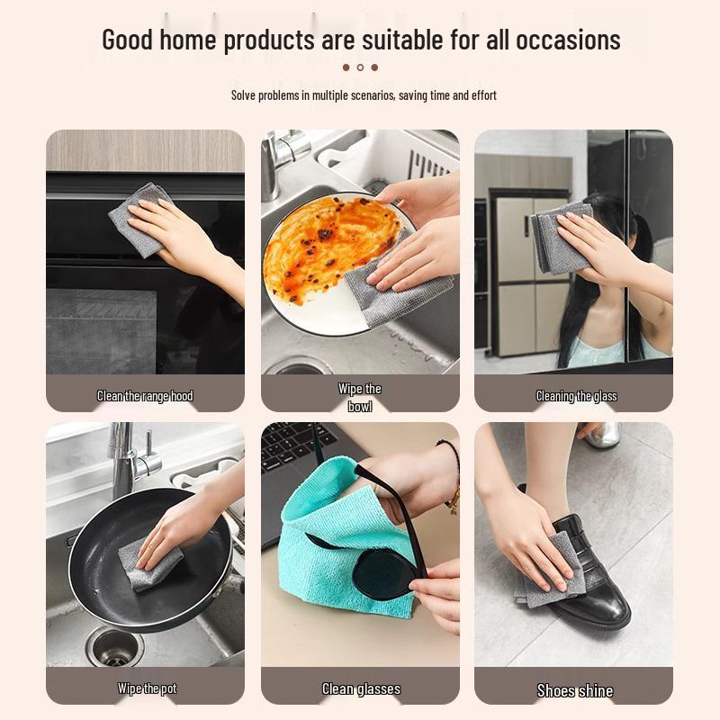 Reusable Thickened Kitchen Rag: Washable Dual-Use Scouring Pad