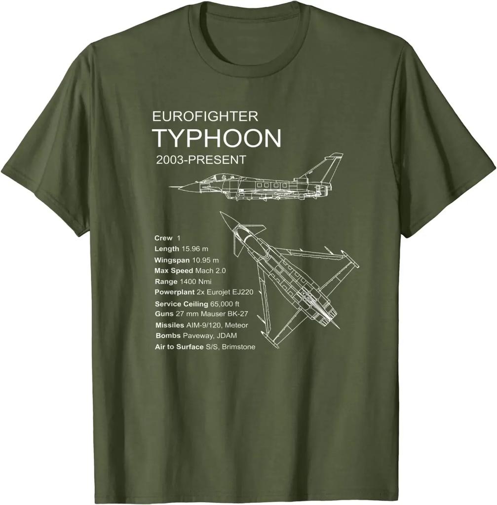 Eurofighter Typhoon Jet Flugzeug Flugzeug Herren T-Shirt Kurzarm Lässig Baumwolle Rundhals Hemden