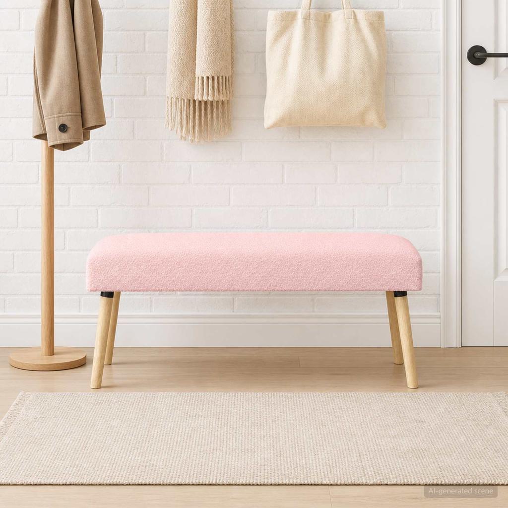 Bench Uni Pink 110 X 40 X 46 Cm Boucle