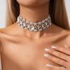 Fashion Full Diamond Shiny Rhinestone Necklace Female, European And American Exaggerated Versatile Ins Geometric Long Neck Chain Collarbone Chain