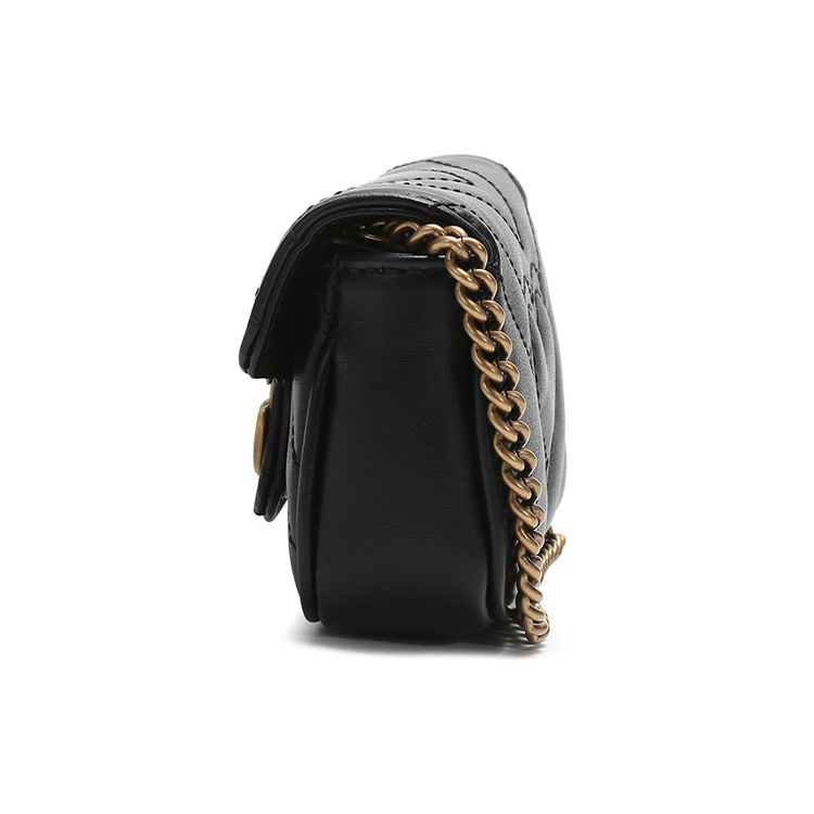 Gucci GG Marmont Mini Shoulder Bag Black Quilted Leather Gold Hardware Chain Crossbody Bag for Women Daily Commute Shopping 575161-DTDCT-1000