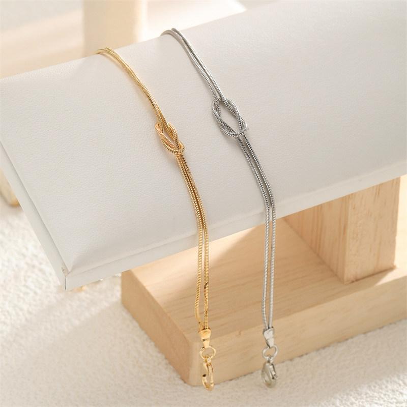 Juego de 2 Pulseras Sencillas de Metal Nudo de Amor para Pareja Unisex Mujeres Hombres Regalo para Mejor Amigo Joyería de Brazo Minimalista