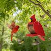 Wood Bird Feeder Red Bird Outdoor Hanging Feeder Birdseed Dispenser Attracts Wild Birds for Garden Yard Patio Decoration