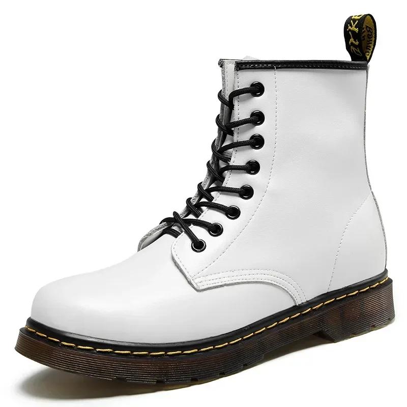 High Top Men's Shoes Classic Leather Boots Fashion Black Ankle Boots Outdoor Motorcycle Breathable Boots Women's Boot Size