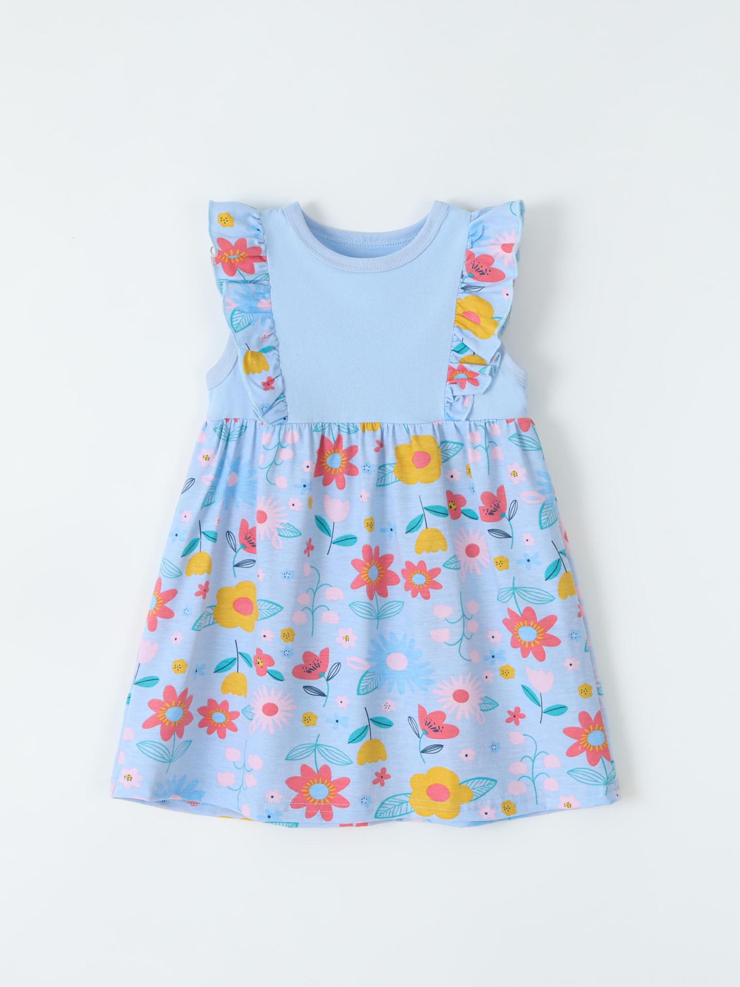 Summer Girls  Cartoon Lace Princess Dress - European American Style, Round Neck 110cm (5Y) озеро синий