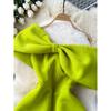 Fashion Summer Dress for Ladies Elegant Dress Women Sexy Tube Top off-the-Shoulder Bow Waist-Tight Slimming A- line Skirt Dress