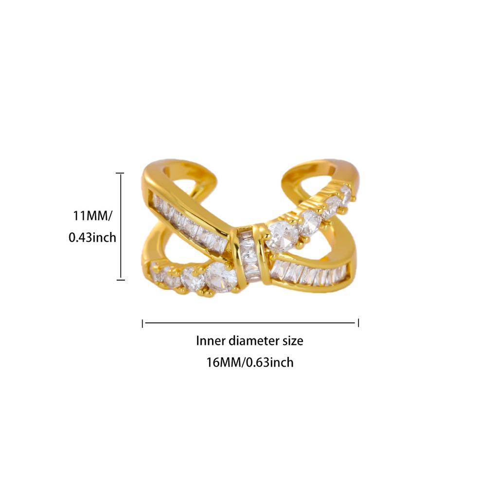 Luxury Cross Cubic Zirconia Stainless Steel Ring for Women Mama 18K Gold-plated Anti Fading Rings Wedding Jewelry Accessories