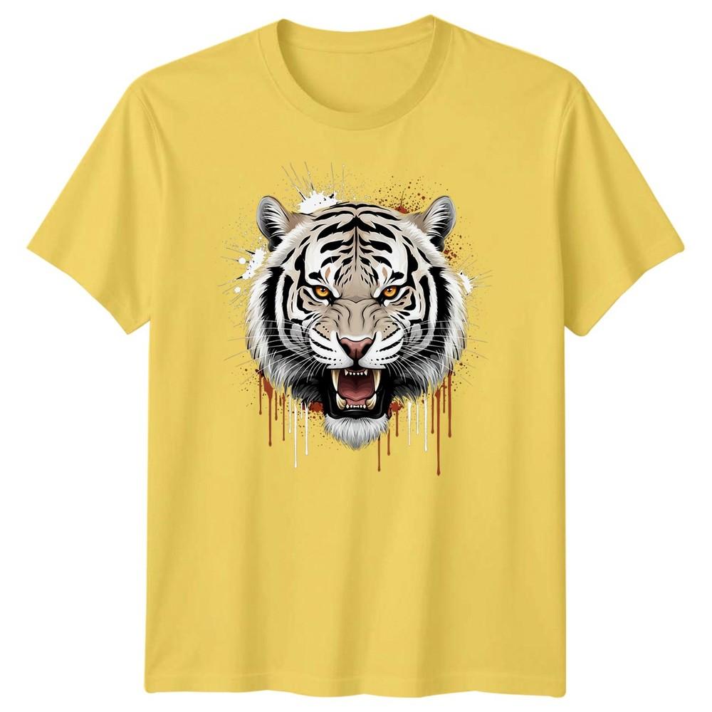 White Tiger Head Big Cats Animals Unisexs Tshirt Roaring Graphic Tee
