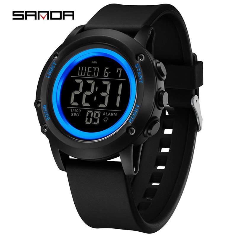 Sanda Wasserdichte Leuchtende Sport-Armbanduhr für Herren - Einfache Multifunktionale Elektronische Uhr
