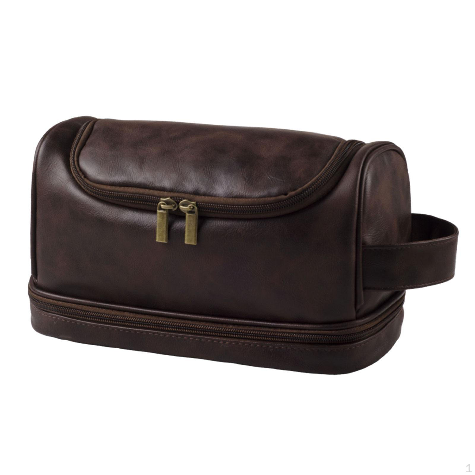 

Hanging Toiletry Bag Travel Makeup Multipurpose PU Leather Cosmetic Case with Hook for