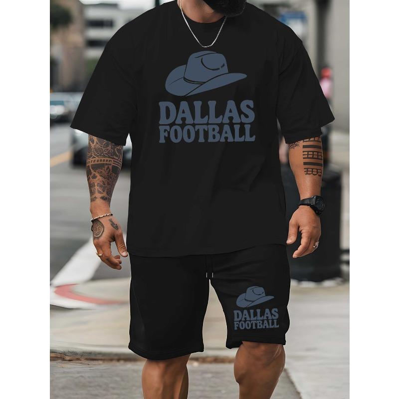European Size Dallas Football Men's Latest Trendy Short-sleeved T-shirts Summer Fashion Print European and American Men Casual Sports Loose T-shirts